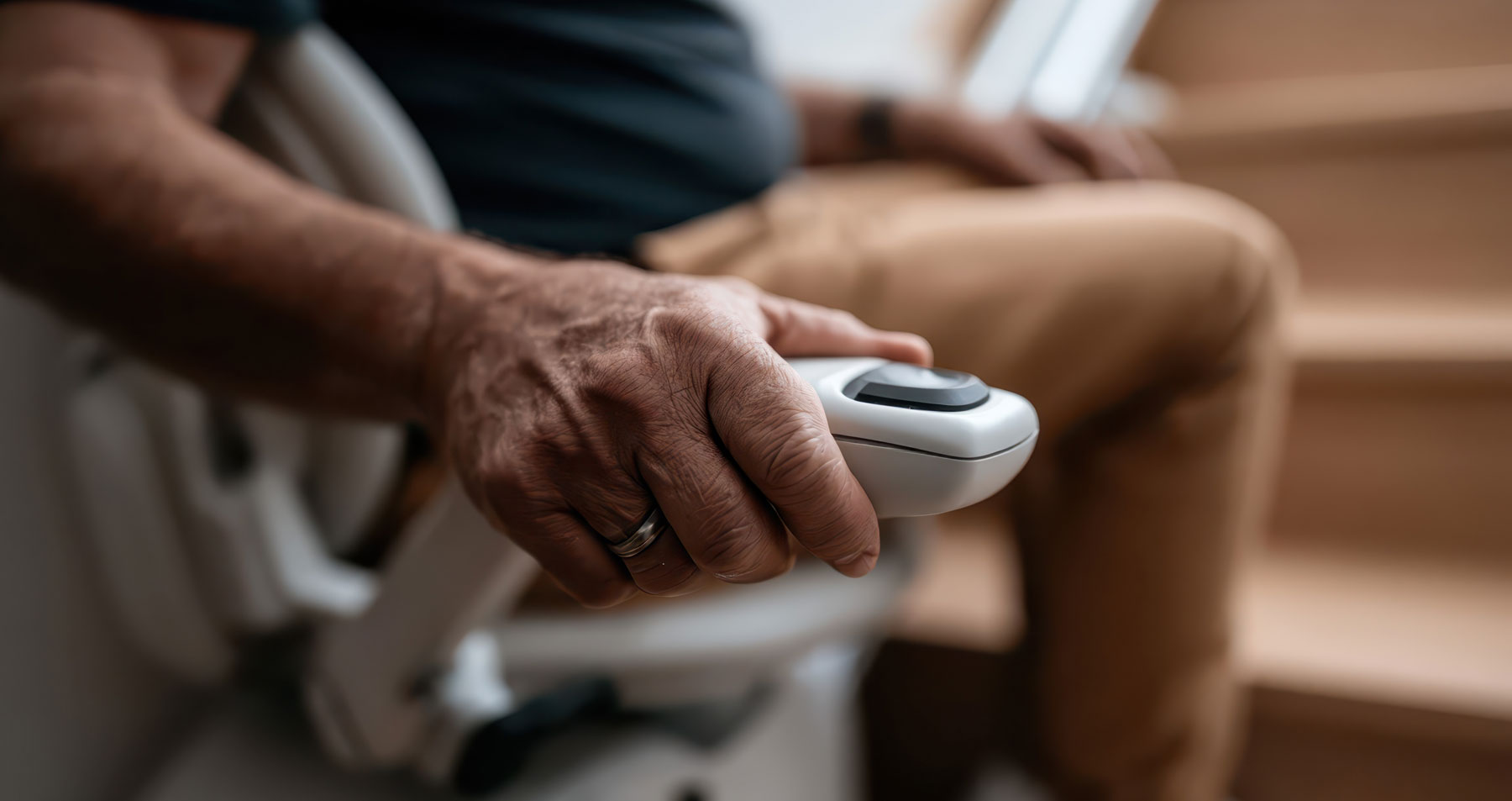Close up of a stairlift console